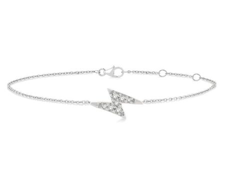 1 10 ctw Petite Lightning Bolt Round Cut Diamond Fashion Bracelet in 10K White Gold Fashion