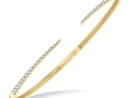 1 2 Ctw Round Cut Diamond Claw Cuff Bangle in 14K Yellow Gold Online Sale