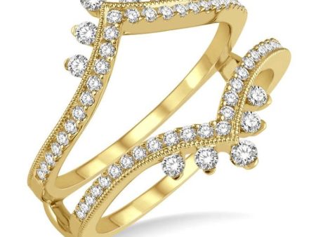 1 2 Ctw Pointed Arch Round Cut Diamond Insert Ring in 14K Yellow Gold Fashion