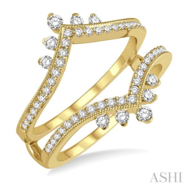 1 2 Ctw Pointed Arch Round Cut Diamond Insert Ring in 14K Yellow Gold Fashion