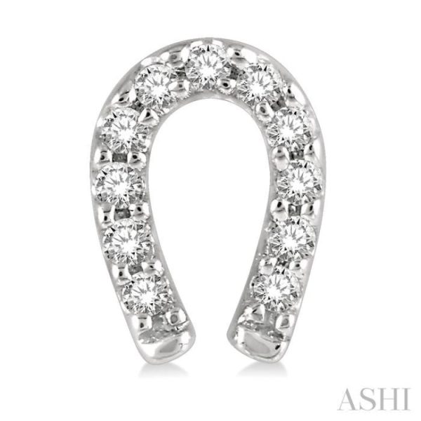 1 10 Ctw Horseshoe Charm Round Cut Diamond Petite Earring in 10K White Gold For Discount