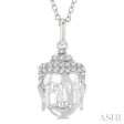 1 10 Ctw Head of Buddha Petite Round Cut Diamond Fashion Pendant With Chain in 10K White Gold Cheap