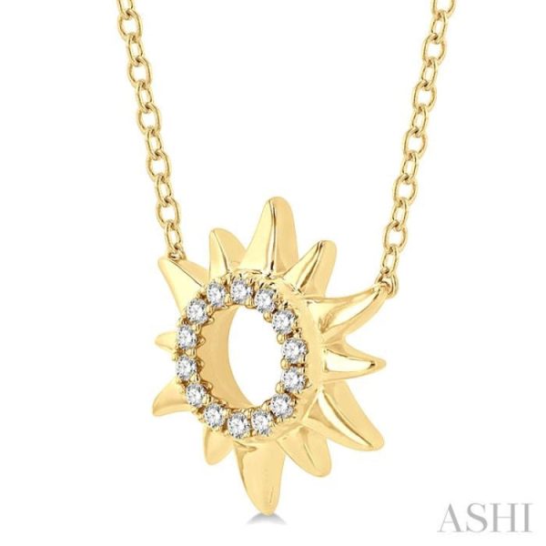 1 10 Ctw Sun Symbol Petite Round Cut Diamond Fashion Pendant With Chain in 10K Yellow Gold Online