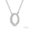 1 20 Ctw Initial  O  Round Cut Diamond Pendant With Chain in 14K White Gold Online Sale