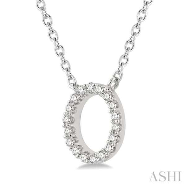 1 20 Ctw Initial  O  Round Cut Diamond Pendant With Chain in 14K White Gold Online Sale