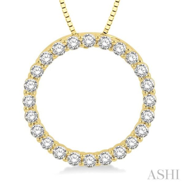 1 2 Ctw Circle of Love Round Cut Diamond Pendant With Chain in 14K Yellow Gold For Cheap