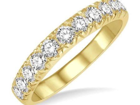 1 2 ctw 11 Stone Round Cut Diamond Wedding Band in 14K Yellow Gold on Sale