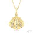 1 20 ctw Marine Life Petite Seashell Round Cut Diamond Fashion Pendant With Chain in 10K Yellow Gold Online