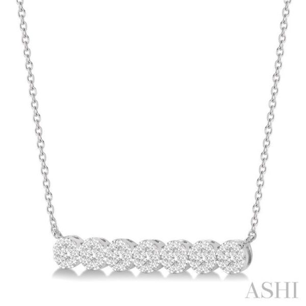 1 2 ctw Circular Mount Bar Lovebright Round Cut Diamond Necklace in 14K White Gold Cheap