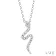 1 10 Ctw Snake Petite Round Cut Diamond Fashion Pendant With Chain in 10K White Gold Online Hot Sale