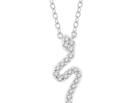 1 10 Ctw Snake Petite Round Cut Diamond Fashion Pendant With Chain in 10K White Gold Online Hot Sale