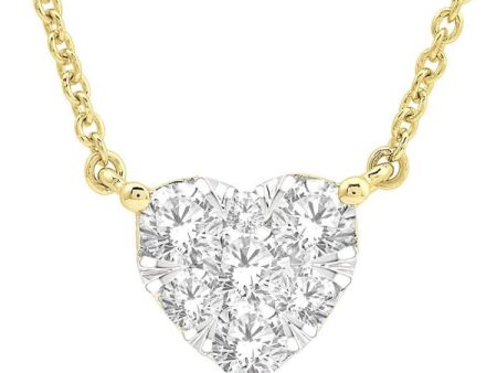 1 2 Ctw Lovebright Diamond Heart Necklace in 14K Yellow and White Gold Cheap