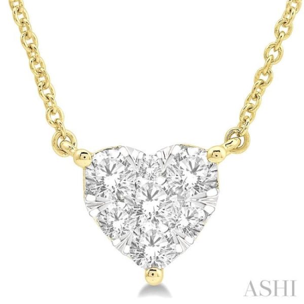 1 2 Ctw Lovebright Diamond Heart Necklace in 14K Yellow and White Gold Cheap