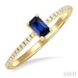 1 10 ctw Petite 5x3 MM Emerald Shape Sapphire and Round Cut Diamond Precious Fashion Ring in 10K Yellow Gold Supply