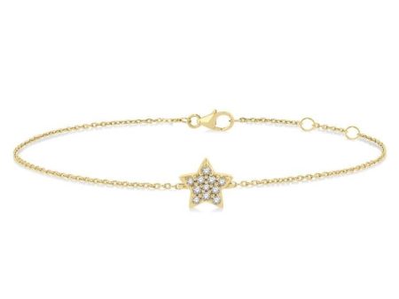 1 10 ctw Petite Star Round Cut Diamond Fashion Bracelet in 10K Yellow Gold Cheap