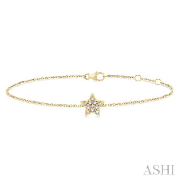 1 10 ctw Petite Star Round Cut Diamond Fashion Bracelet in 10K Yellow Gold Cheap