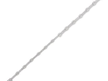 Platinum Finish Sterling Silver Micropave Bracelet with Simulated Diamonds 7.25 For Cheap