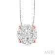 1 2 Ctw Lovebright Round Cut Diamond Pendant in 14K Rose and White Gold with Chain For Discount