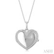 1 10 Ctw Heart Shape Round Cut Diamond Keepsake Locket Pendant With Chain in Sterling Silver For Sale