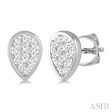 1 2 ctw Pear Shape Lovebright Round Cut Diamond Bezel Stud Earring in 14K White Gold Discount