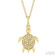 1 10 Ctw Sea Turtle Petite Round Cut Diamond Fashion Pendant With Chain in 10K Yellow Gold Cheap