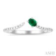 1 10 ctw Petite 4X3 MM Oval Cut Emerald and Round Cut Diamond Precious Fashion Ring in 10K White Gold Online