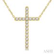 1 2 ctw Cross Pendant Round Cut Diamond Fashion Station Necklace in 10K Yellow Gold Cheap