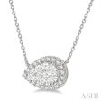 1 3 ctw Pear Shape Round Cut Diamond Lovebright Necklace in 14K White Gold For Sale