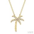 1 10 Ctw Palm Tree Round Cut Diamond Petite Fashion Pendant With Chain in 14K Yellow Gold Online Sale