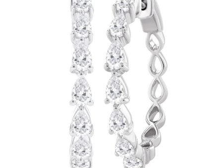 1 1 2 ctw East West Pear Shape Diamond Fashion Hoop Earring in 14K White Gold Online Hot Sale