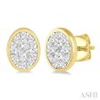 1 2 ctw Oval Shape Lovebright Round Cut Diamond Bezel Stud Earring in 14K Yellow and White Gold For Discount