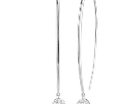 1 3 ctw Oval Shape Dangler Lovebright Round Cut Diamond Earring in 14K White Gold For Cheap