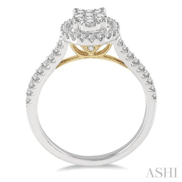 1 2 Ctw Round Diamond Lovebright Oval Shape Halo Engagement Ring in 14K White and Yellow Gold Discount