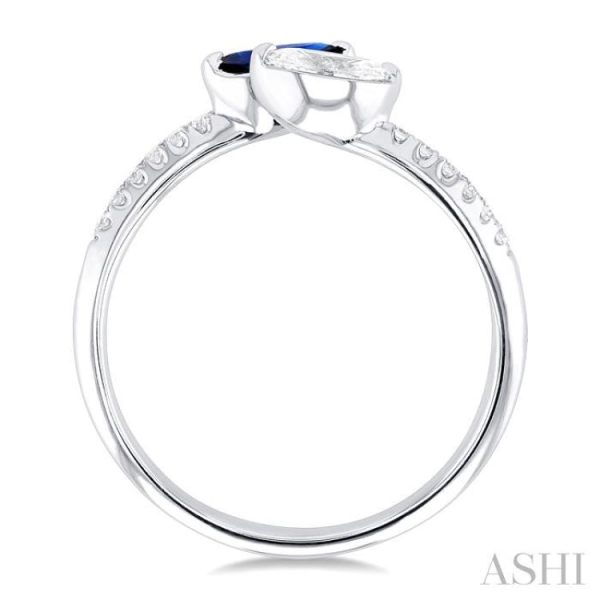 1 3 ctw Toi Et Moi 6X3MM Marquise Cut Sapphire and 1 4 ctw Marquise & Round Cut Diamond Precious Fashion Ring in 14K White Gold Online