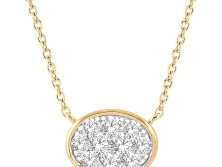 1 3 Ctw Oval Shape Lovebright Diamond Necklace in 14K Yellow and White Gold Cheap