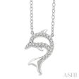 1 20 ctw Petite Sealife Dolphin Round Cut Diamond Fashion Pendant With Chain in 10K White Gold on Sale