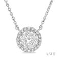 1 3 ctw Circular Round Cut Diamond Lovebright Necklace in 14K White Gold Discount