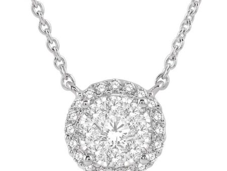 1 3 ctw Circular Round Cut Diamond Lovebright Necklace in 14K White Gold Discount