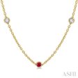 1 2 ctw Round Cut Diamond and 2.85MM Ruby Precious Station Necklace in 14K Yellow Gold Online Hot Sale