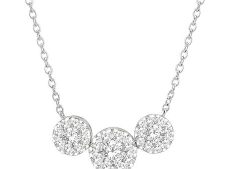 1 1 2 Ctw 3-Stone Lovebright Round Cut Diamond Necklace in 14K White Gold Hot on Sale