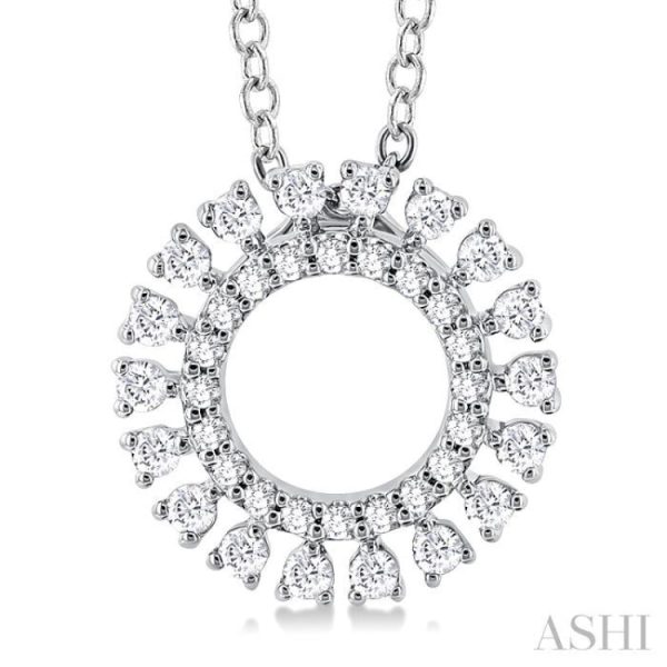 1 4 ctw Circle Round Cut Diamond Fashion Pendant With Chain in 10K White Gold Supply