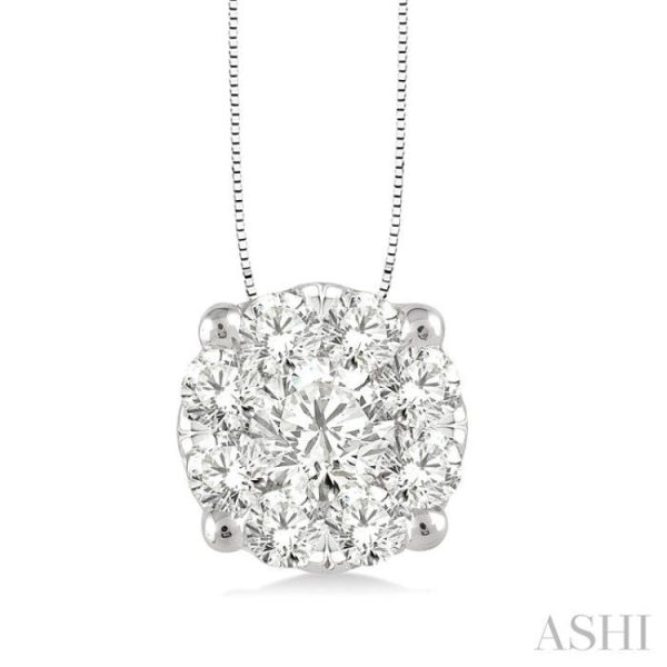 1 2 Ctw Lovebright Round Cut Diamond Pendant in 14K White Gold with Chain Online