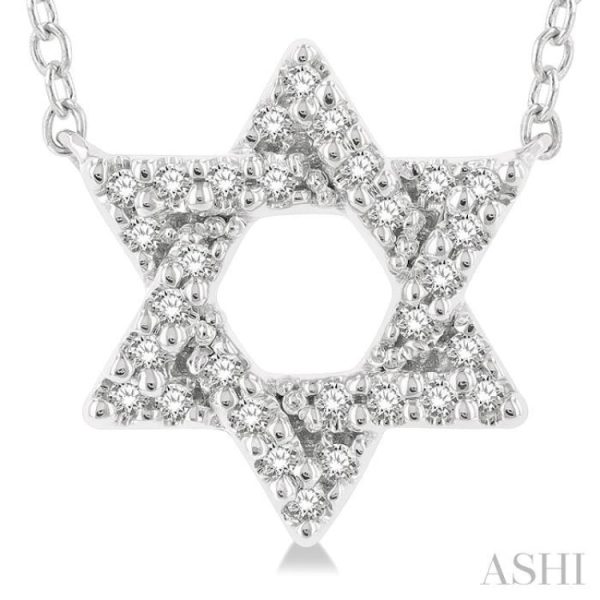 1 10 ctw Petite Star of David Round Cut Diamond Fashion Pendant With Chain in 10K White Gold Fashion