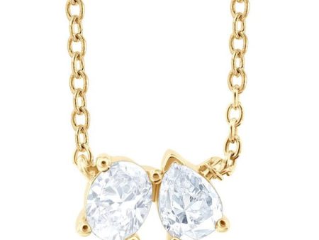 1 3 ctw Toi Et Moi Oval and Pear Cut Diamond Necklace in 14K Yellow Gold Cheap