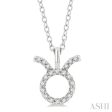 1 10 Ctw Taurus Round Cut Diamond Zodiac Pendant With Chain in 10K White Gold Online Sale