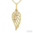 1 20 ctw Petite Angel Wing Round Cut Diamond Fashion Pendant With Chain in 10K Yellow Gold For Sale