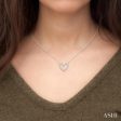 1 4 Ctw Heart Charm Baguette and Round Cut Diamond Necklace in 14K White Gold on Sale