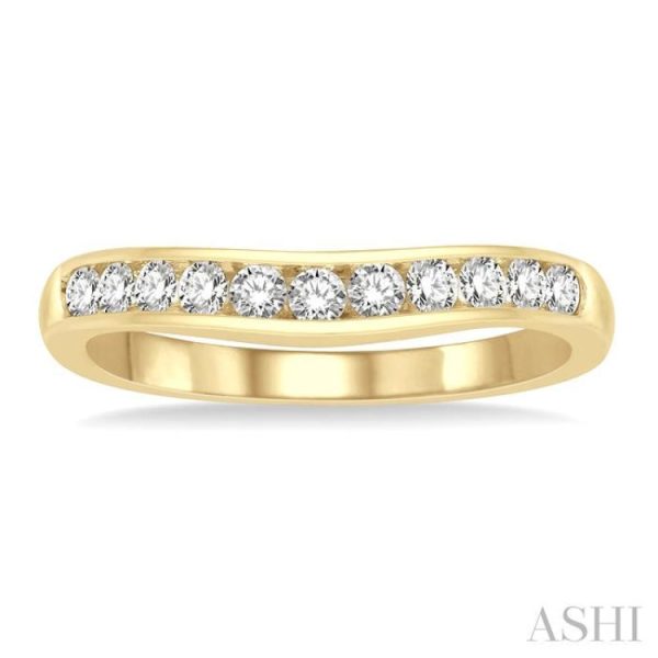 1 3 Ctw Round Cut Diamond Inlay Wedding Band in 14K Yellow Gold Supply