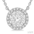 1 3 ctw Circular Round Cut Diamond Lovebright Necklace in 14K White Gold Discount