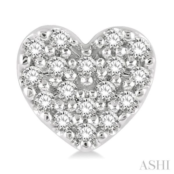 1 10 Ctw Heart Charm Round Cut Diamond Petite Fashion Earring in 14K White Gold Hot on Sale